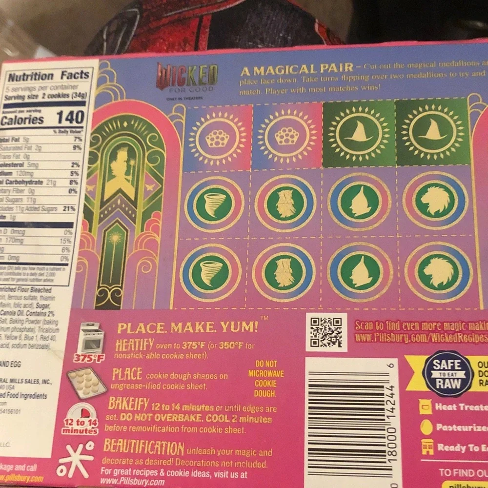 Wicked For Good Cutout Shape Sugar Cookie Dough - Pink & Green
